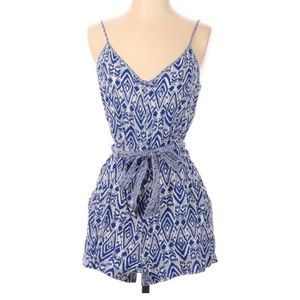 American Eagle Spaghetti Strap Romper • Blue and White • Tribal Print